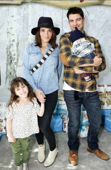 Max Greenfield Tess Sanchez with the kids.